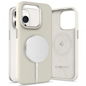 ETUI PLECKI CASE TECH-PROTECT  SILICONE PURE MAGSAFE IPHONE 15 PRO COSMIC LATTE