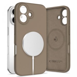 ETUI PLECKI CASE TECH-PROTECT  LIQUID SILICONE MAGSAFE IPHONE 16 CHOCOLATE BROWN