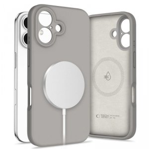 ETUI PLECKI CASE TECH-PROTECT  LIQUID SILICONE MAGSAFE IPHONE 16 STONE GREY