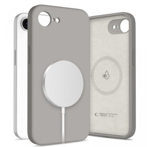 ETUI PLECKI CASE TECH-PROTECT  LIQUID SILICONE MAGSAFE IPHONE 16E STONE GREY