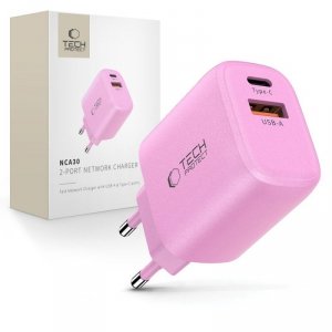 TECH-PROTECT NCA30 2-PORT NETWORK CHARGER PD 30W / QC3.0 BABY PINK 