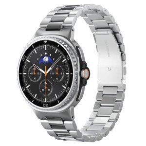 Spigen Modern Fit 316L Bransoleta stalowa Samsung Galaxy Watch 8 / Watch 8 Classic 40mm 44mm 46mm Srebrna