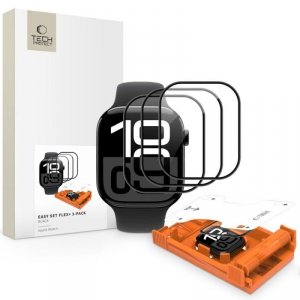 SZKŁO HYBRYDOWE TECH-PROTECT EASY SET FLEX+ 3-PACK APPLE WATCH 4 / 5 / 6 / SE 1 / 2 / 3 (40 MM) BLACK