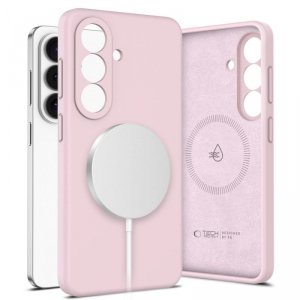 Silikonowe etui do Samsung Galaxy S26+ Plus MagSafe – Tech-Protect Silicone – Jasnoróżowe