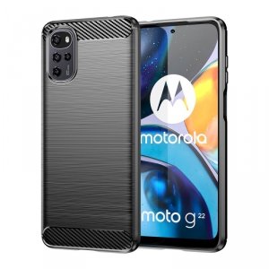 Carbon Case etui Motorola Moto E32 elastyczny silikonowy karbonowy pokrowiec czarne