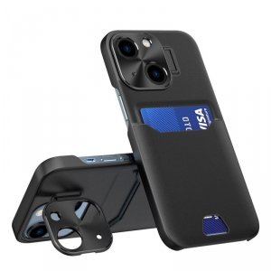 Leather Stand Case etui Samsung Galaxy S23+ pokrowiec portfel na kartę z podstawką czarne