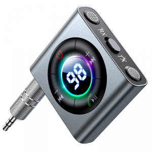 Joyroom transmiter Bluetooth AUX (nadajnik / odbiornik) do samochodu, telewizora szary (JR-CB2)
