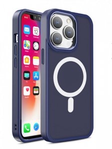 Magnetyczne etui z MagSafe Color Matte Case do iPhone 15 Plus - granatowe