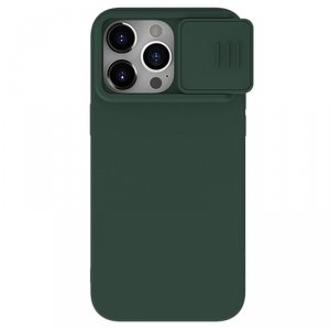 Silikonowe etui Nillkin CamShield Silky Silicone Case do iPhone 15 Pro Max z osłoną na aparat - zielone