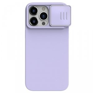 Silikonowe etui Nillkin CamShield Silky Silicone Case do iPhone 15 Pro Max z osłoną na aparat - fioletowe