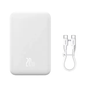 Powerbank Baseus Magnetic Mini 20000 mAh 20W - biały + kabel USB-C / USB-C