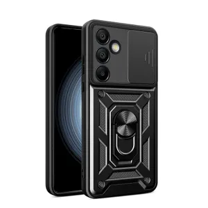 Pancerne etui Hybrid Armor Camshield z podstawką i osłoną aparatu na Samsung Galaxy A56 - czarne
