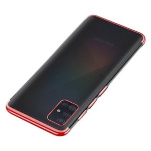 Clear Color case żelowy pokrowiec etui z metaliczną ramką Samsung Galaxy A51 czerwony