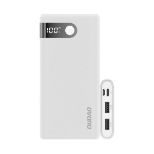Dudao power bank 10000 mAh 2x USB / USB Typ C / micro USB 2 A z ekranem LED biały (K9Pro-01)