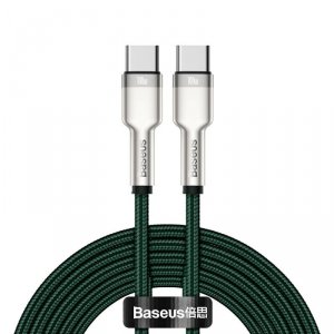 Baseus Cafule Metal Data kabel USB Typ C - USB Typ C 100 W (20 V / 5 A) Power Delivery 2 m zielony (CATJK-D06)