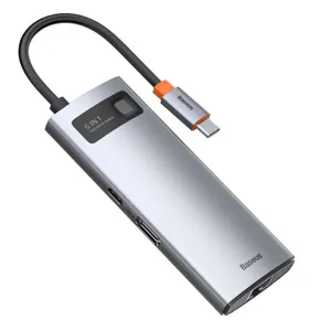 Baseus Metal Gleam 6w1 wielofunkcyjny hub USB Typ C - USB Typ C Power Delivery 100 W / HDMI 4K 30 Hz / 3x USB 3.2 Gen 1 / RJ45 1