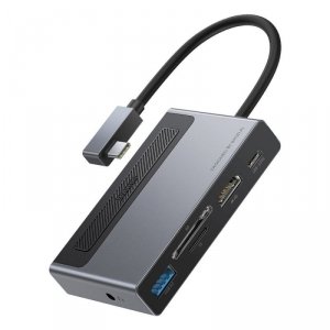 Baseus 6w1 wielofunkcyjny HUB z włącznikiem USB Typ C - USB Typ C Power Delivery 100 W / HDMI 4K 60 Hz / czytnik kart SD i micro
