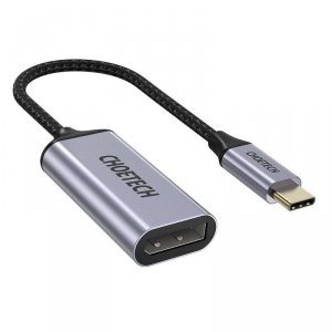 Choetech jednokierunkowy kabel przejściówka z USB Typ C (męski) do Display Port (żeński) 4K 0,2m szary (HUB-H11)
