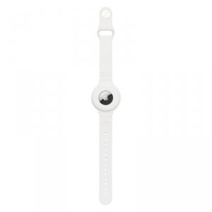 Silikonowe elastyczne etui opaska na rękę nadgarstek zawieszka case do lokalizatora Apple AirTag biały