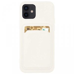 Card Case silikonowe etui portfel z kieszonką na kartę dokumenty do Samsung Galaxy A72 4G biały