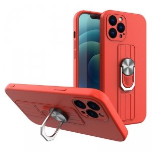 Ring Case silikonowe etui z uchwytem na palec i podstawką do iPhone XS Max czerwony