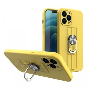 Ring Case silikonowe etui z uchwytem na palec i podstawką do iPhone 12 mini żółty