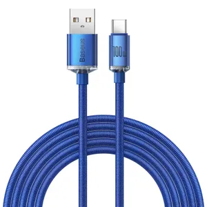 Baseus Crystal Shine Series kabel przewód USB do szybkiego ładowania i transferu danych USB Typ A - USB Typ C 100W 2m niebieski 