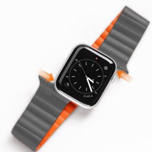 Dux Ducis Magnetic Strap pasek do Watch 7 / 6 / 5 / 4 / 3 / 2 / SE (41 / 40 / 38mm) magnetyczna opaska szaro-pomarańczowy (Chain