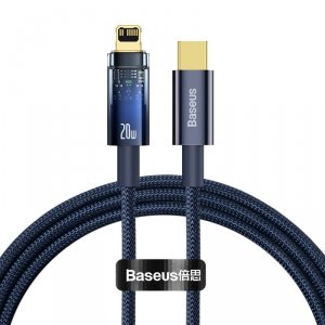 Kabel Baseus CATS000003 Lightning - USB-C 20W 480Mb/s 1m - niebieski