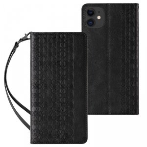 Magnet Strap Case etui do iPhone 13 pokrowiec portfel + mini smycz zawieszka czarny