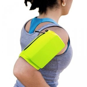 Elastyczny materiałowy armband opaska na ramię do biegania fitness M zielona