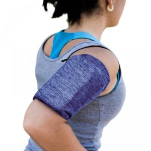 Elastyczny materiałowy armband opaska na ramię do biegania fitness XL granatowa