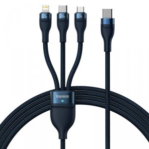 Baseus Flash Series II kabel USB Typ C / USB Typ A - USB Typ C / Lightning / micro USB 100 W 1,5 m niebieski (CASS030203)