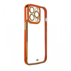Fashion Case etui do iPhone 13 żelowy pokrowiec ze złotą ramką czerwony