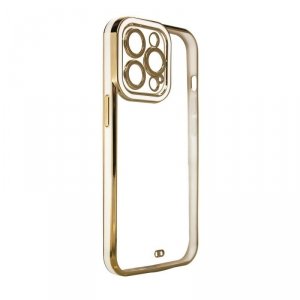 Fashion Case etui do Samsung Galaxy A12 5G żelowy pokrowiec ze złotą ramką biały