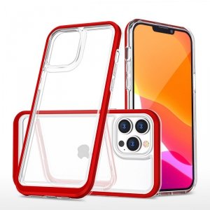 Clear 3in1 etui iPhone 14 Pro silikonowy pokrowiec z ramką czerwone