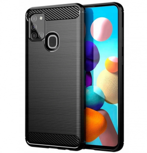 Carbon Case elastyczne etui pokrowiec Samsung Galaxy A21s czarny