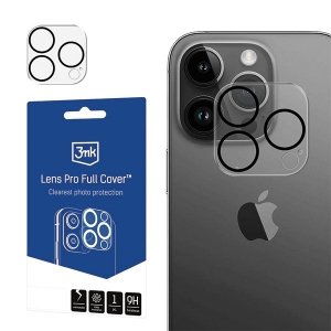 3MK Lens Pro Full Cover iPhone 15 Pro/15 Pro Max Szkło hybrydowe na obiektyw aparatu z ramką montażową 1szt 