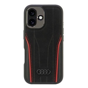 Audi Genuine Leather MagSafe iPhone 166.1 czarno-czerwony/black-red hardcase AU-TPUPCMIP16-R8/D3-RD