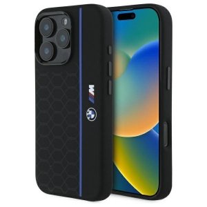 BMW BMHMP16X23SHEB iPhone 16 Pro Max     6.9 czarny/black hardcase Silicone Hexagon Blue Line MagSafe