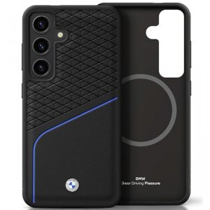 Etui BMW Leather Textured and Smooth     MagSafe do Samsung Galaxy S25 czarny