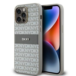 DKNY DKHCP14XPRTHSLE iPhone 14 Pro Max6.7 beżowy/beige hardcase Leather Mono Stripe & Metal Logo