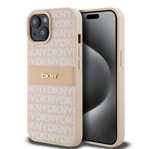 DKNY DKHCP15MPRTHSLP iPhone 15 Plus /14 Plus 6.7 różowy/pink hardcase Leather Mono Stripe & Metal Logo