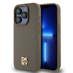 DKNY DKHMP15XPSHRPSW iPhone 15 Pro Max6.7 brown/brown hardcase Leather Pattern Metal Logo MagSafe