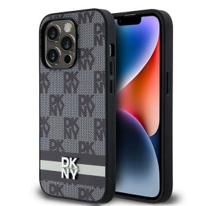 DKNY DKHCP14LPCPTSSK iPhone 14 Pro6.1 czarny/black hardcase Leather Checkered Mono Pattern & Printed Stripes