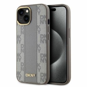 DKNY DKHMP14SPCPVSLE iPhone 146.1 beżowy/beige hardcase Leather Checkered Mono Pattern MagSafe