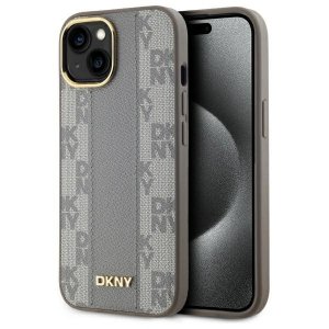DKNY DKHMP15MPCPVSLE iPhone 15 Plus6.7 beżowy/beige hardcase Leather Checkered Mono Pattern MagSafe