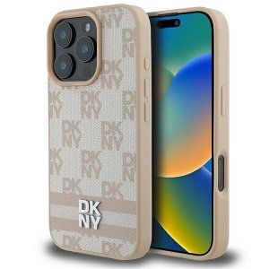 DKNY DKHCP16LPCPTSSP iPhone 16 Pro 6.3różowy/pink hardcase Checkered Pattern & Printed Stripes