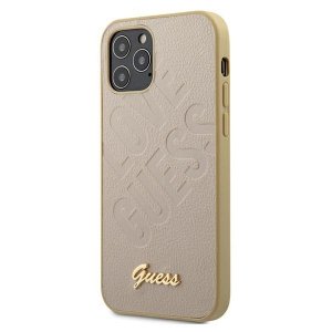 Guess GUHCP12SPUILGLG iPhone 12 mini 5,4 złoty/gold hardcase Iridescent Love Script Gold Logo