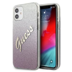 Guess GUHCP12SPCUGLSPI iPhone 12 mini 5,4 różowy/pink hardcase Glitter Gradient Script